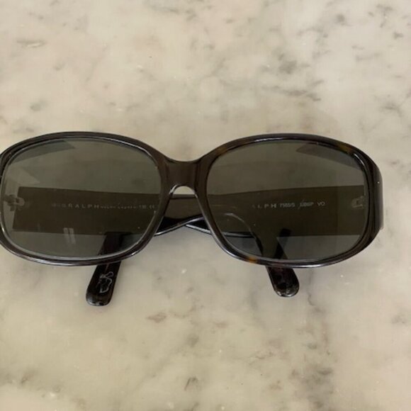 RALPH LAUREN Tortoiseshell Sunglasses Ivory Ribbon Mongram Temple 7585/S - Picture 5 of 16